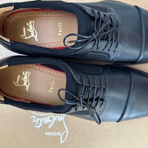 NEW CHRISTIAN LOUBOUTIN Smooth Textured Calfskin Mika Sky Men\'s Oxford Flats
